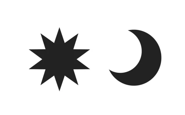 Graficzna Ilustracja Czarnej Gwiazdy Księżyca Odizolowanego Białym Tle — Zdjęcie stockowe