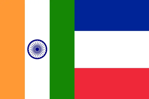 Взаємодія Індії Франції Вертикальні Національні Прапори Фонову Концепцію Політики Відносин — стокове фото