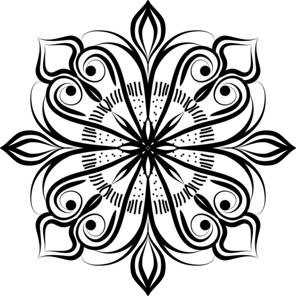 Mandala Geometric Pattern Black Lines Isolated White Background — Stock Photo, Image