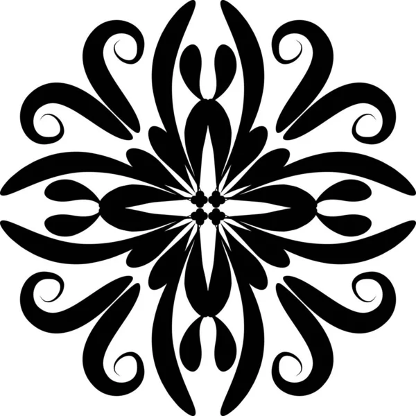 Patrón Geométrico Mandala Con Líneas Negras Aisladas Sobre Fondo Blanco — Foto de Stock