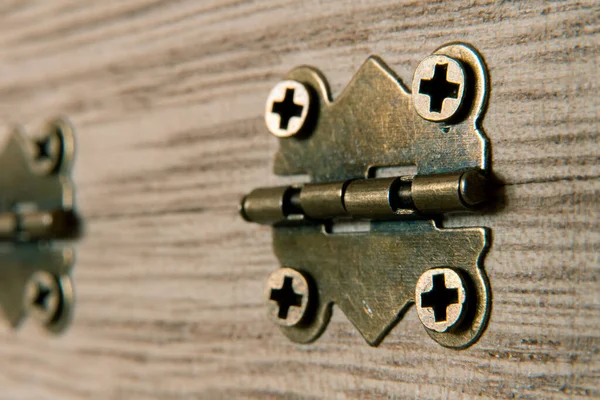 Ein Detail Des Scharniers Einer Holzkiste — Stockfoto