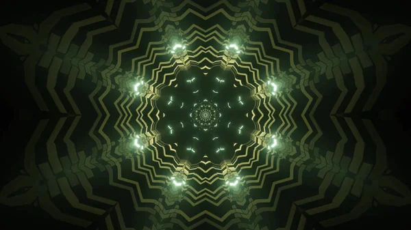 Ilustracja Geometrycznych Kształtów Zielonych Świecących Świateł Wzorem Kalejdoskopu — Zdjęcie stockowe