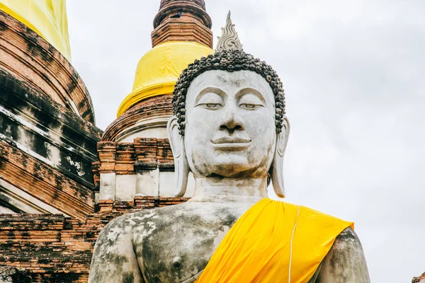 Detailní Záběr Sochy Buddhy Ayutthaya Thajsko — Stock fotografie
