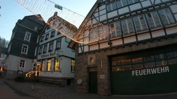 Monschau Germany December 2019 Fire Station Entrance Stadtstrasse Market Town — Αρχείο Βίντεο