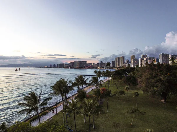 Vue Aérienne Zone Côtière Avec Mer Plage Les Plantes Tropicales — Photo