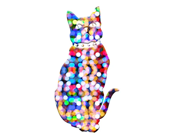 Una Ilustración Lindo Gato Patrón Colorido Sobre Fondo Blanco —  Fotos de Stock