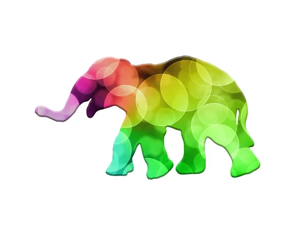 Изолированный Слон Состоящий Красочного Фона Боке Огней — стоковое фото