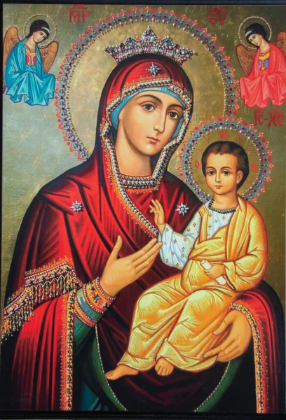 Vanatori Rumänien Jan 2021 Ikon Med Guds Moder Och Jesusbarnet — Stockfoto