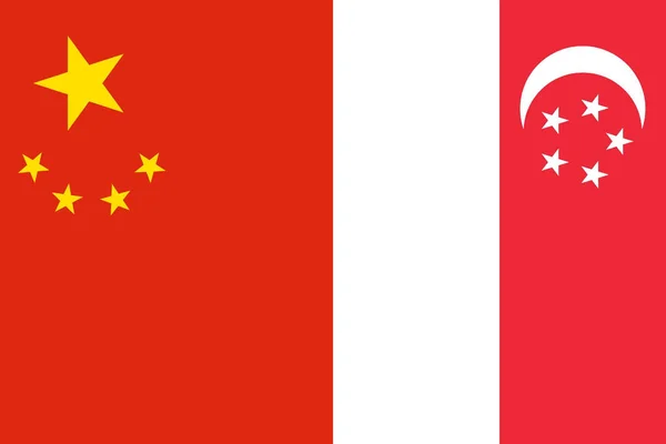 Εικονίδιο Εθνικών Σημαιών Της Κίνας Και Της Σιγκαπούρης — Φωτογραφία Αρχείου