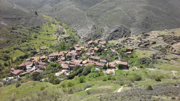 Eine Luftaufnahme Von Häusern Dorf Patones Spanien — Stockfoto
