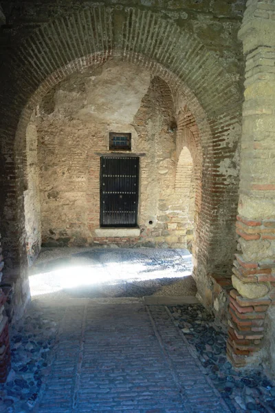 Alcazaba Fortified Palace Defensive Entrance Gate Leading Gardens Medieval Monument — Stock fotografie