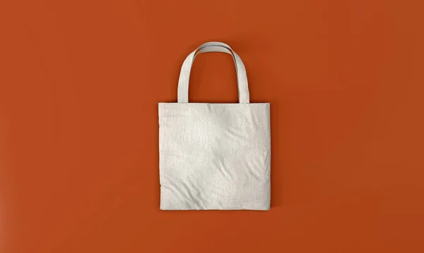 Eco Canvas Tote Bag Isolated Orange Background — Stock Photo, Image