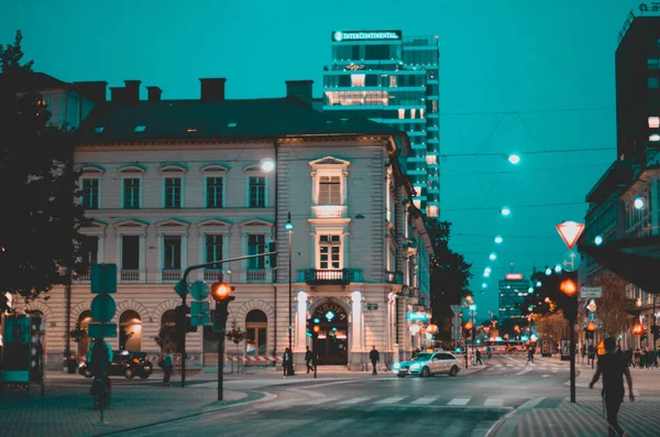 Ljubljana Σλοβενια Οκτωβρίου 2018 Όμορφα Φώτα Της Πρωτεύουσας Της Σλοβενίας — Φωτογραφία Αρχείου
