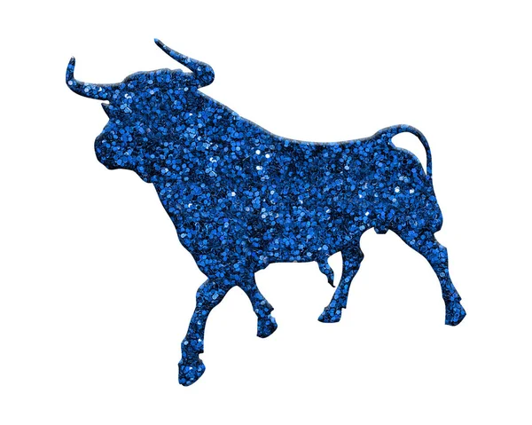 Une Illustration Vache Taureau Bleu Animal Paillettes — Photo