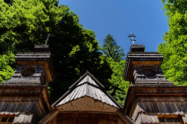 Eine Flache Aufnahme Eines Holzgebäudes Triglav Park Slowenien — Stockfoto