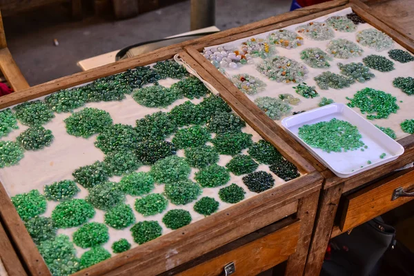 Hermosas Piedras Jade Joyas Mercado Jade Mandalay Myanmar — Foto de Stock