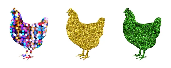 Illustration Einer Henne Verschiedenen Farben Und Mustern Auf Weißem Hintergrund — Stockfoto