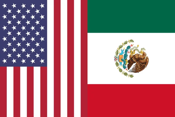 Las Banderas Nacionales Verticales Estados Unidos México Concepto Asociación Relaciones —  Fotos de Stock