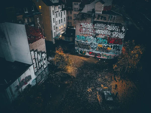 Houses Graffiti Next Park Nuremberg Germany Legal Streetart Some Walls — Stok Foto