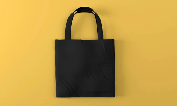 Una Borsa Tela Eco Isolato Sfondo Giallo — Foto Stock