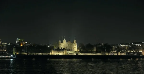 Panorámás Kilátás Éjjel Tower Hill Terület London Egyesült Királyság Beleértve — Stock Fotó