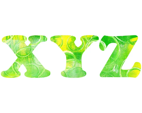 Illustrazione Isolata Delle Lettere Xyz Composte Bolla Verde Sfondo Bianco — Foto Stock