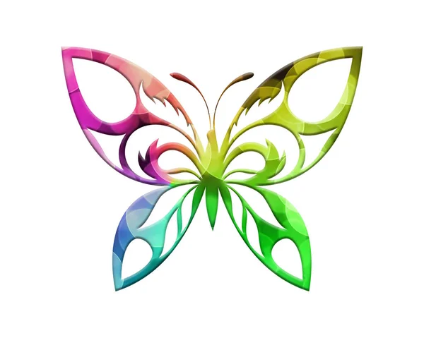 Una Farfalla Isolata Composta Colorate Luci Bokeh Sfondo — Foto Stock