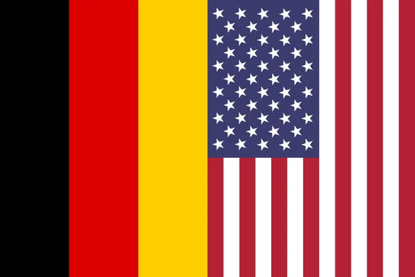 ドイツと米国の垂直国家旗 政治的関係パートナーシップの概念 — ストック写真