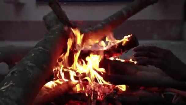 Fuego Ardiente Chimenea — Vídeos de Stock