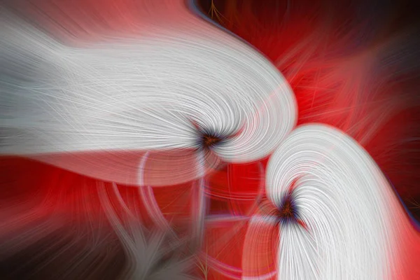 Curvas Digitais Vermelhas Brancas Abstratas Sobre Fundo Preto Efeito Twirl — Fotografia de Stock