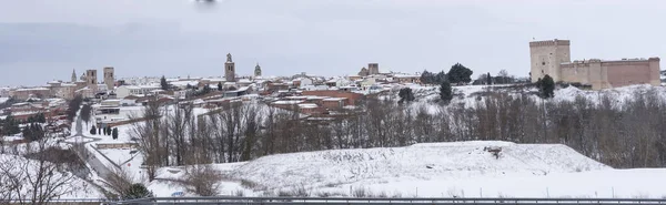 Panoramabild Över Slottet Leon Avila Spanien Europa Vintern — Stockfoto