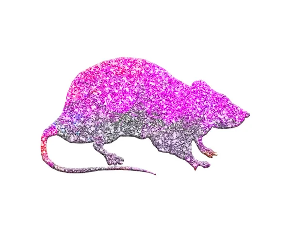 Tikus Yang Terisolasi Terdiri Dari Glitter Ungu Pada Latar Belakang — Stok Foto