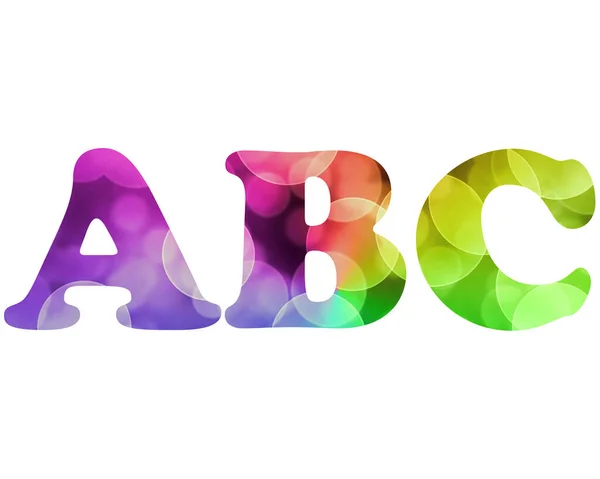 Isolated Illustration Letters Abc Composed Colorful Bokeh Lights — Stock Photo, Image