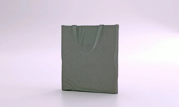 Μια Τσάντα Eco Canvas Tote Που Απομονώνεται Λευκό Φόντο — Φωτογραφία Αρχείου