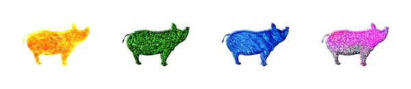 Illustration Pigs Colorful Glitter — Fotografia de Stock