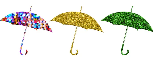 Illustration Umbrellas Golden Glitter Design — Fotografia de Stock
