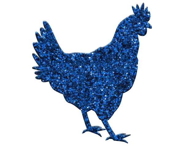 Μια Τρισδιάστατη Απεικόνιση Της Κότας Μπλε Ζώο Glitter — Φωτογραφία Αρχείου