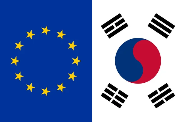 Εικονίδιο Των Εθνικών Σημαιών Της Και Της Νότιας Κορέας — Φωτογραφία Αρχείου