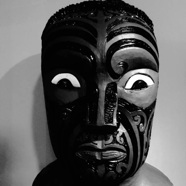 Rotorua Nouvelle Zélande Janv 2016 Photo Noir Blanc Masque Maori — Photo