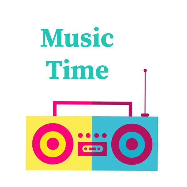 Uma Ilustração Rádio Colorido Com Inscrição Tempo Música Isolado Fundo — Fotografia de Stock