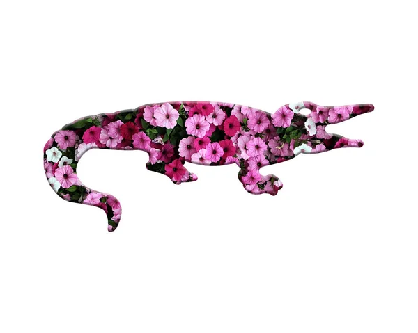 Illustration Eines Alligators Floralem Muster Auf Weißem Hintergrund — Stockfoto