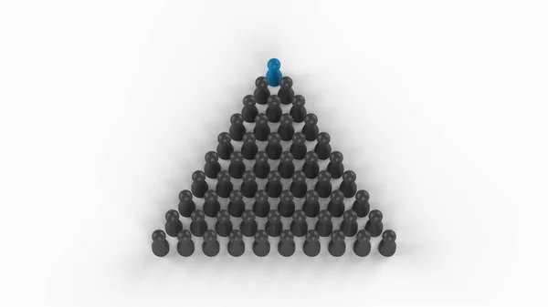 Triángulo Hecho Figuras Humanas Grises Con Azul Pie Delante Liderando —  Fotos de Stock