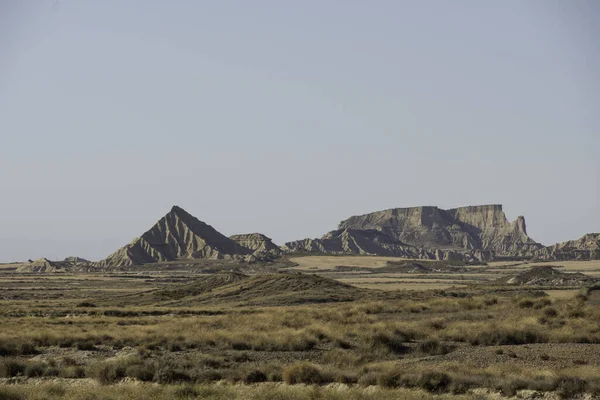 Landscape Bardenas Reales Natural Park Navarra Spain Eroded Mountain Range — Stock Photo, Image