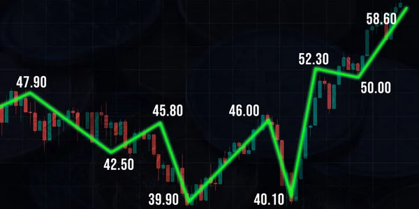 Gráfico Financeiro Crescente Uma Superfície Preta Finanças — Fotografia de Stock