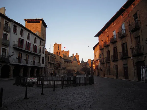 Les Bâtiments Résidentiels Vieux Château Olite Navarre Espagne — Photo