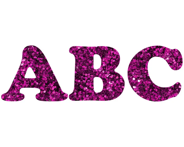 Een Illustratie Van Engelse Letters Abc Een Glitterpatroon Een Witte — Stockfoto