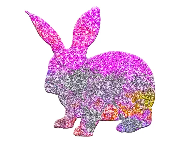 Isolated Rabbit Composed Purple Glitter White Background — Stock Photo, Image