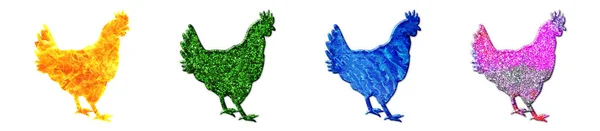 Una Ilustración Gallinas Brillo Colorido — Foto de Stock