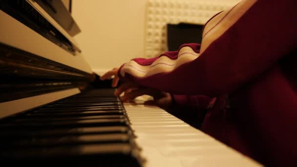 Een Persoon Die Een Compositie Speelt Met Twee Handen Fortepiano — Stockvideo