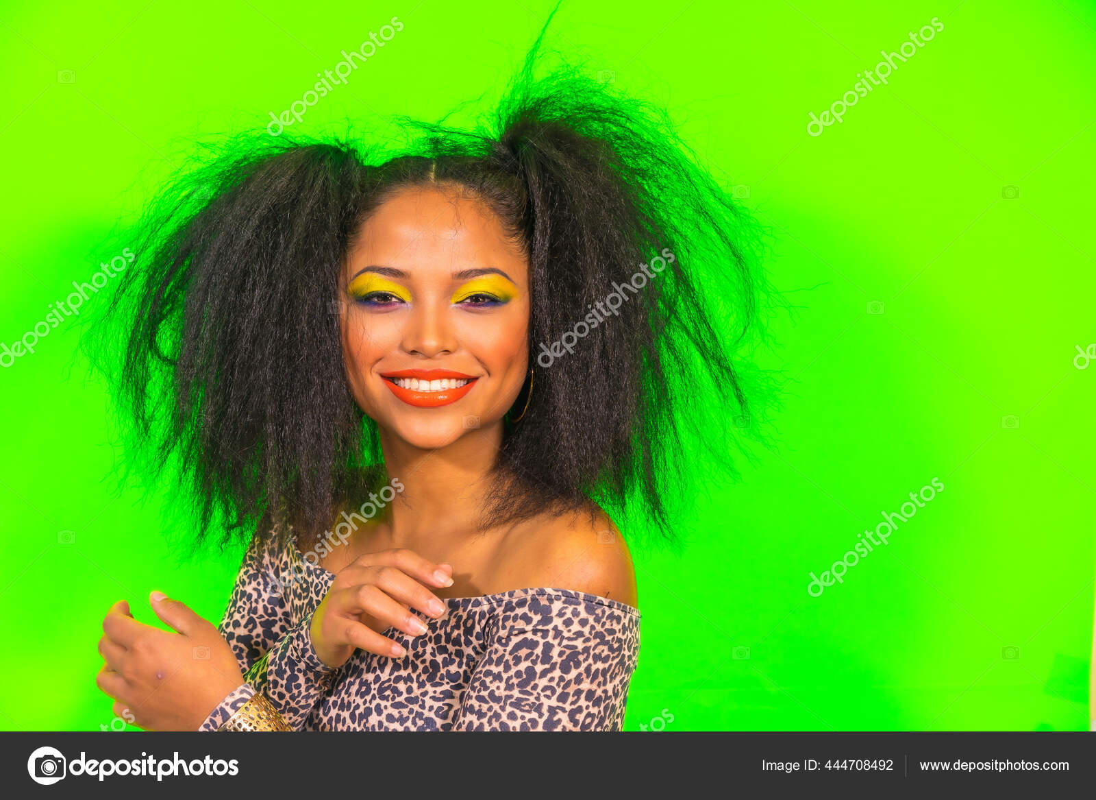 Positive Young Hipster Girl Bright Makeup Two Tails Hairstyle Wearing Stock  Photo by ©Wirestock 444708492